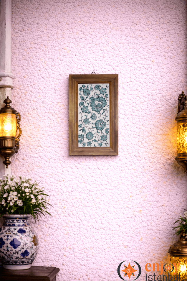 Damascus Decorated Decorative Tile Framed Painting 18x28 Cm