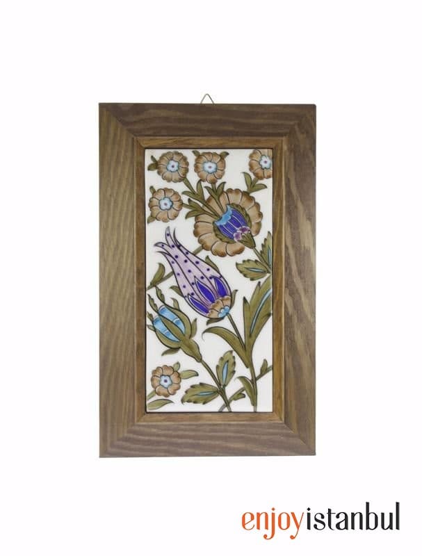 AUTHENTIC TILE Wooden Framed Wall Painting with Night Garden Decoration Width: 18 length: 28 Cm
