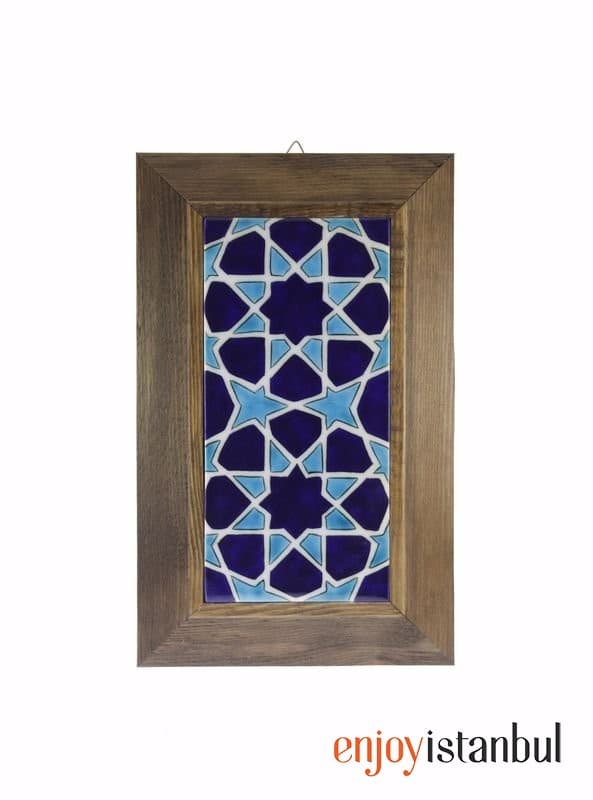 Seljuk Star Decorated Decorative Tile Framed Painting 18x28 Cm