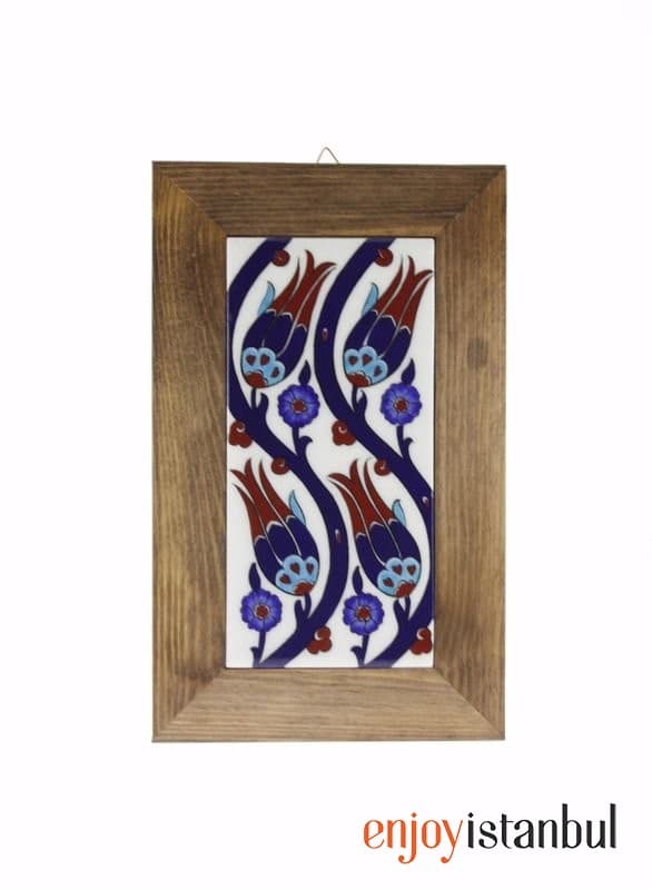Es Lale Decorated Decorative Tile Framed Painting 18x28 Cm