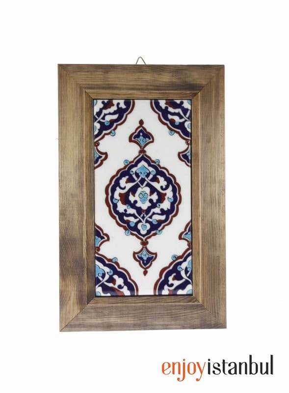 AUTHENTIC TILE Wooden Framed Wall Painting with Shams Sun Decoration Width: 18 length: 28 Cm