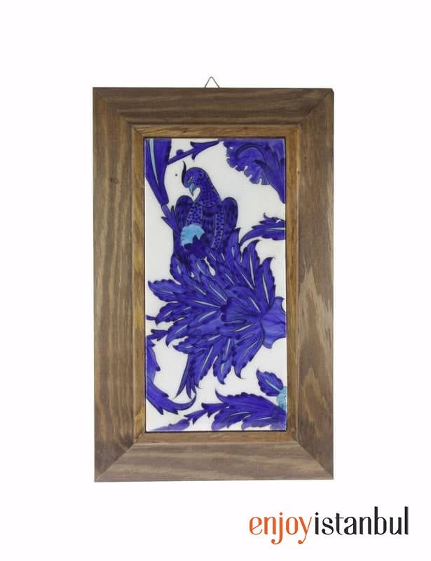 AUTHENTIC TILE Wooden Framed Wall Painting with Bird of Paradise Decoration Width: 18 length: 28 Cm