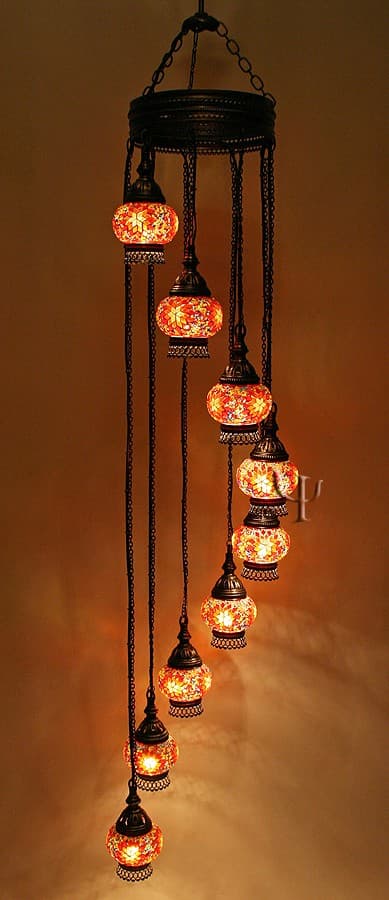Mosaic Chandelier with 9 Globes