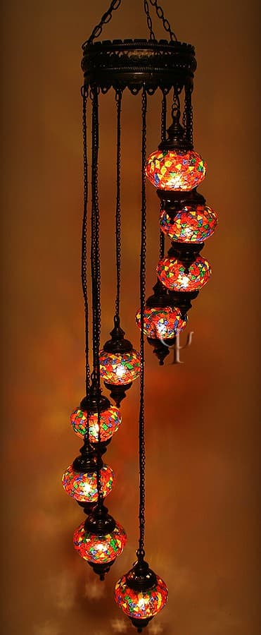 Mosaic Chandelier with 9 Globes