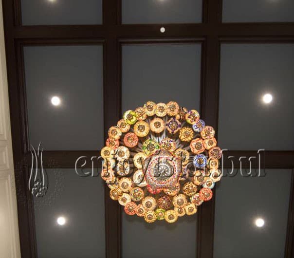 Multicolor Mosaic Design Ottoman Chandelier with 57 Globes