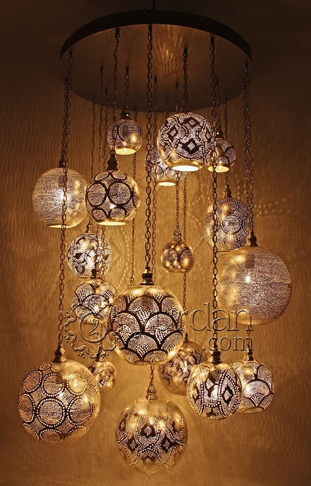 Silver Plated Alsahara Chandelier with 18 Globes