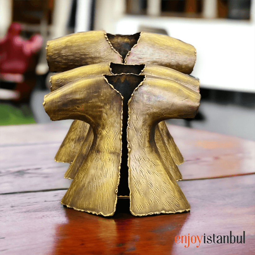 Enigmatic Rhythm: Handcrafted Brass Whirling Dervish Caftan Design Set- 22 Cm / 8.66 inches