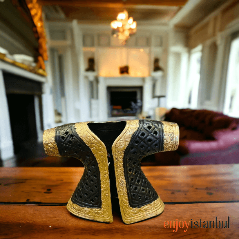 Ebony Serenity: Handcrafted Brass Whirling Dervish with Black Caftan Design- no3 - 22 Cm / 8.66 inches