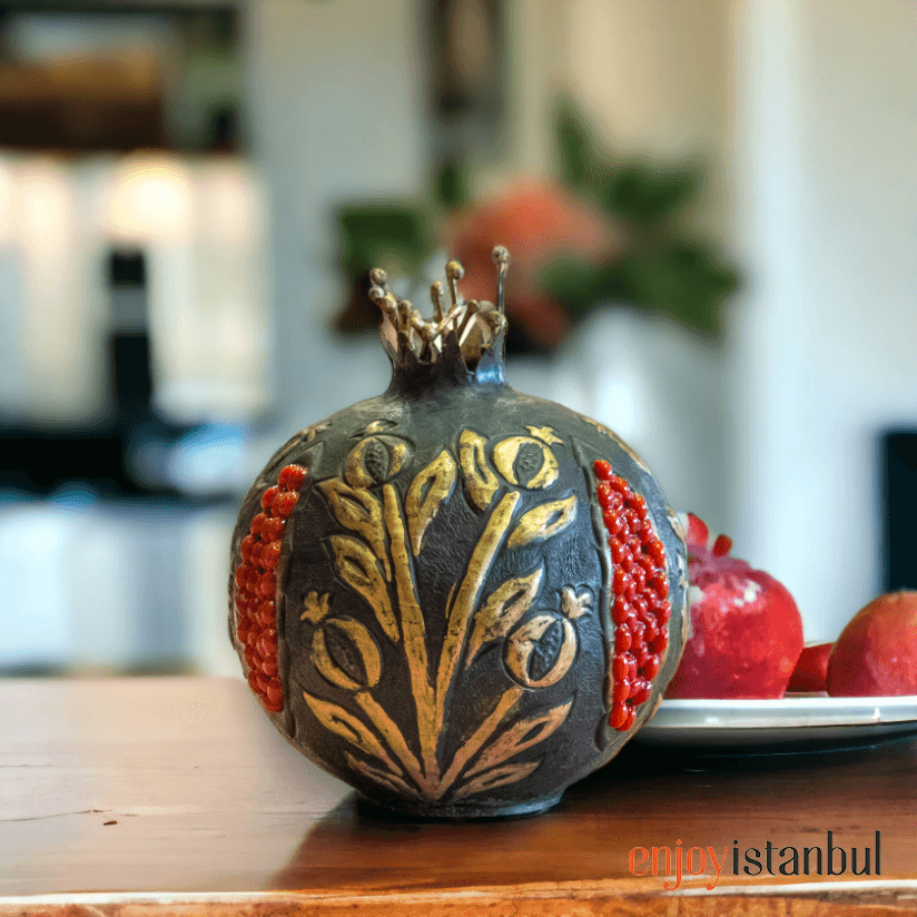 Exquisite Handmade Brass Pomegranate Design in Black- no1 - 10 Cm / 3.93 inches