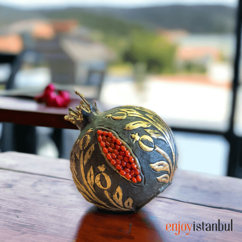 Exquisite Handmade Brass Pomegranate Design in Black- no1 - 10 Cm / 3.93 inches