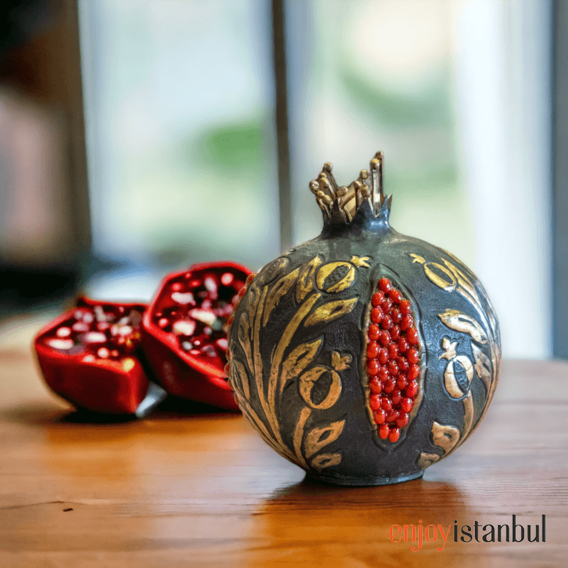 Exquisite Handmade Brass Pomegranate Design in Black- no1 - 10 Cm / 3.93 inches