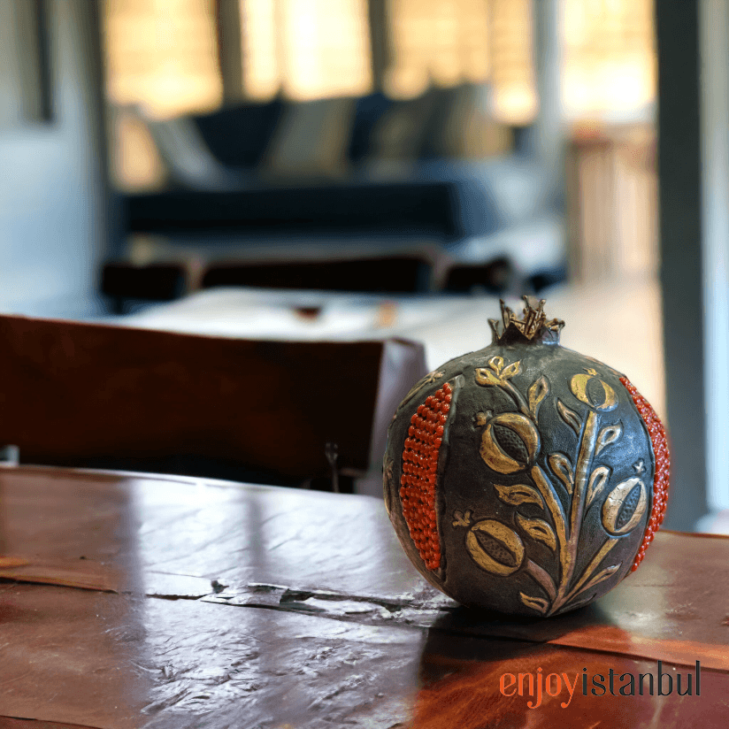 Midnight Opulence: Handmade Black Brass Pomegranate Design- no3 - 15 Cm / 5.90 inches