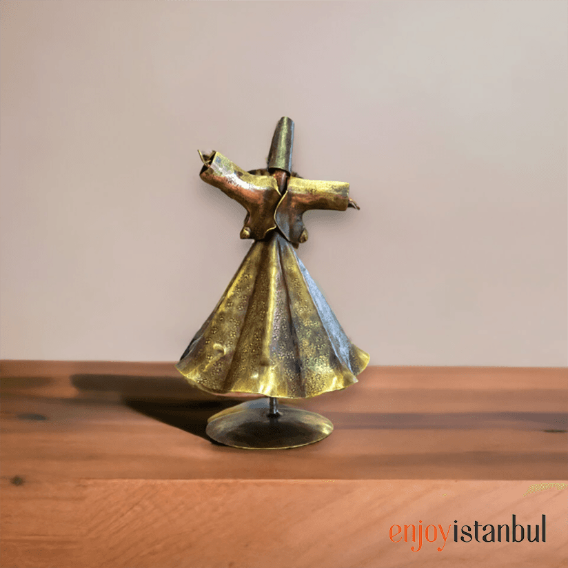 Spiral Harmony: Handcrafted Brass Whirling Dervish with Flat Design - No3