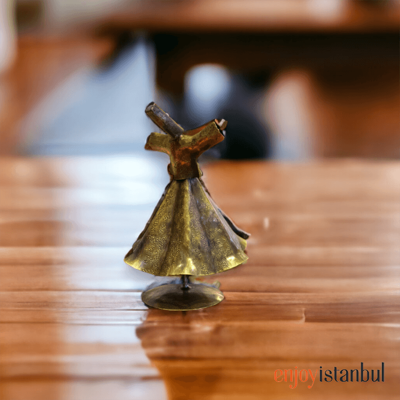 Spiral Harmony: Handcrafted Brass Whirling Dervish with Flat Design - No3
