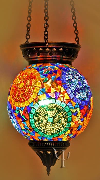 Sphere Shape Colorful Mosaic Design Ottoman Hanging Lamp