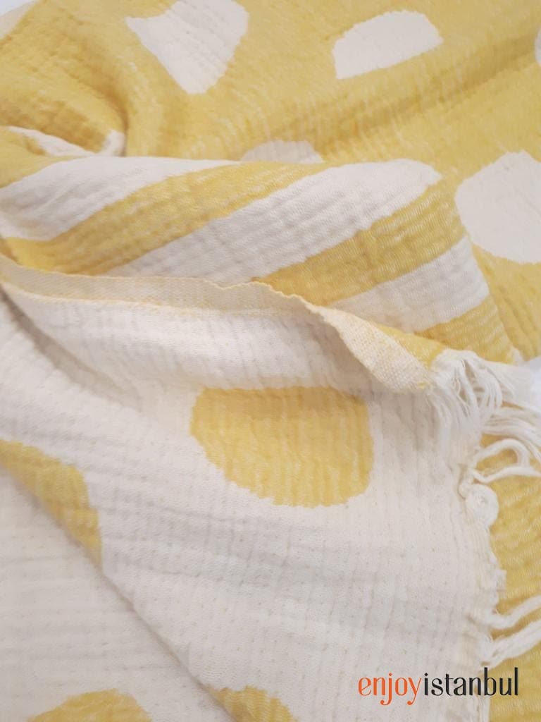 Nature-Inspired Deer Design Yellow and White Bath Towel