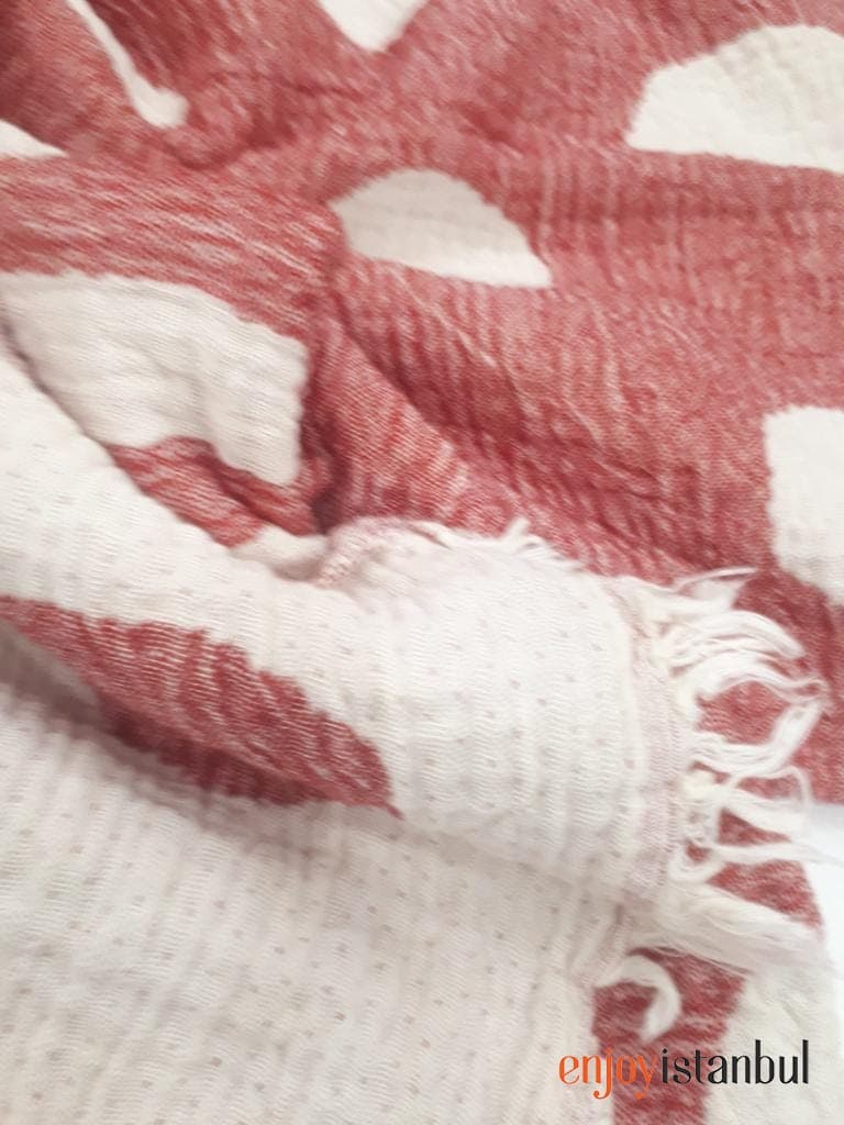 Nature-Inspired Deer Design Red and White Bath Towel
