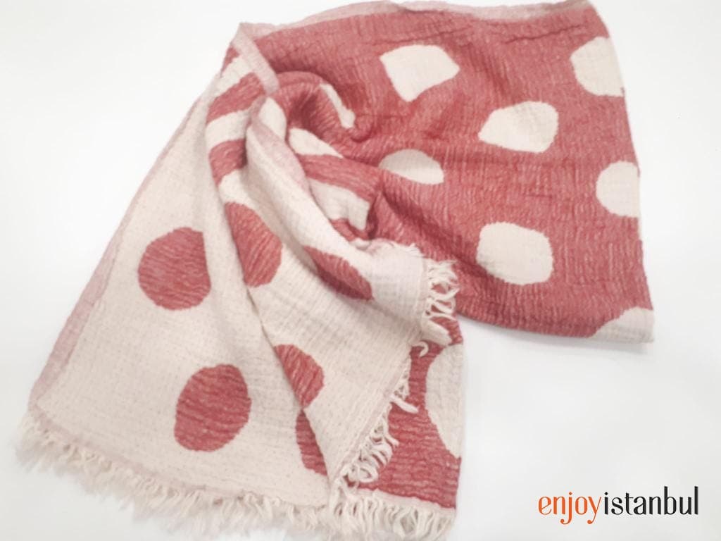 Nature-Inspired Deer Design Red and White Bath Towel