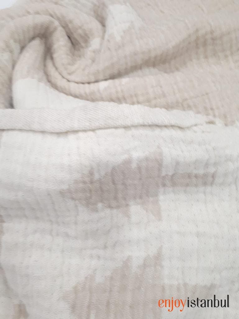 Inspired by Nature: Pine Tree Design Beige and White Bath Towel