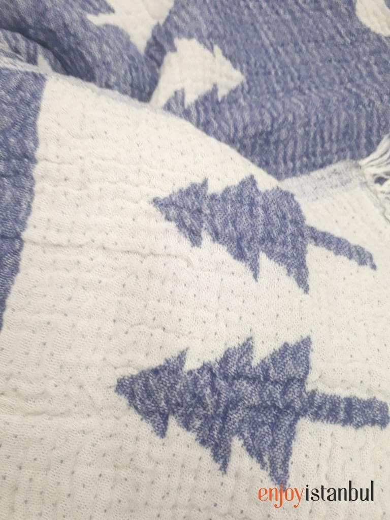 Nature-Inspired Deer Design Blue and White Bath Towel