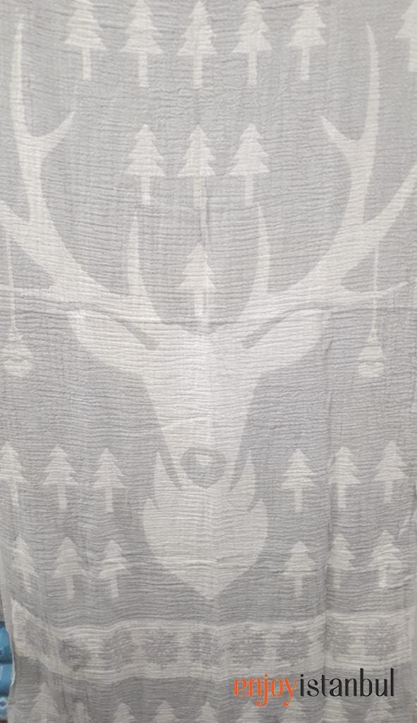 Nature-Inspired Deer Design Gray and White Bath Towel