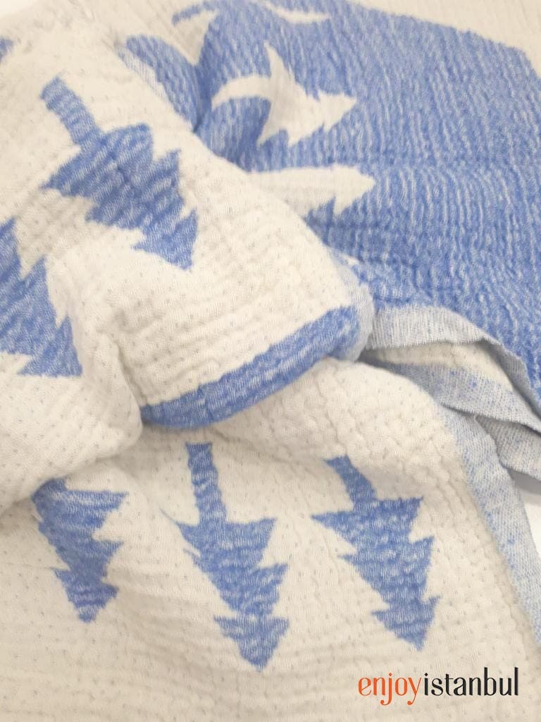 Nature-Inspired Deer Design Blue and White Bath Towel