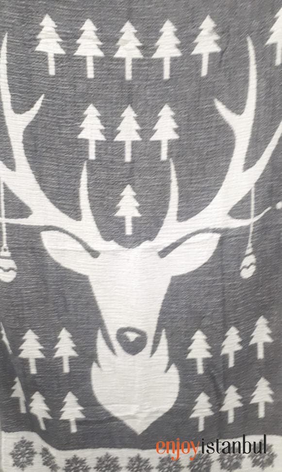 Nature-Inspired Deer Design Gray and White Bath Towel