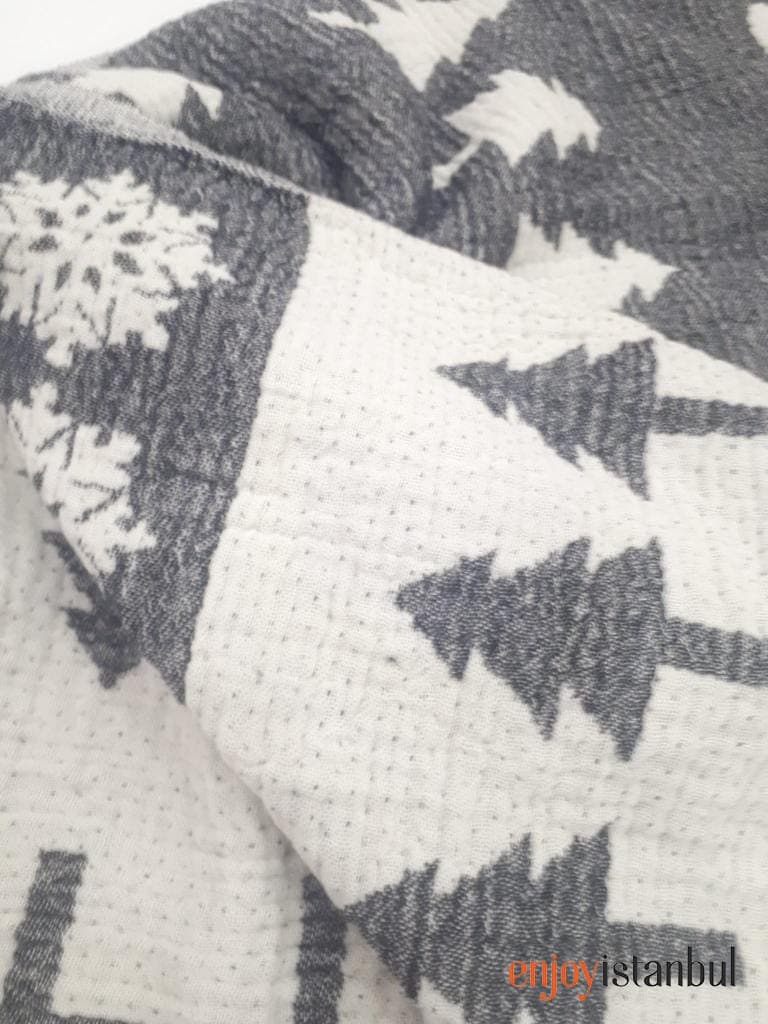 Nature-Inspired Deer Design Gray and White Bath Towel