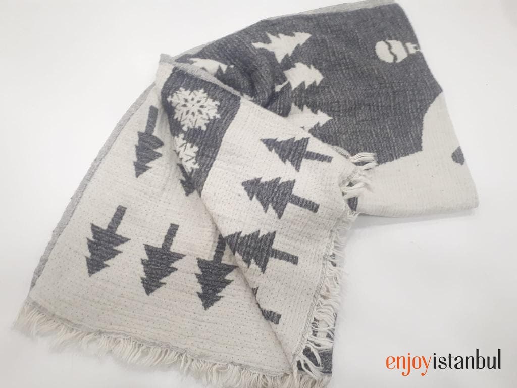 Nature-Inspired Deer Design Gray and White Bath Towel