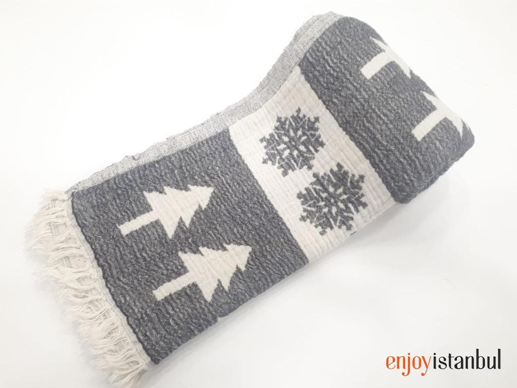Nature-Inspired Deer Design Gray and White Bath Towel