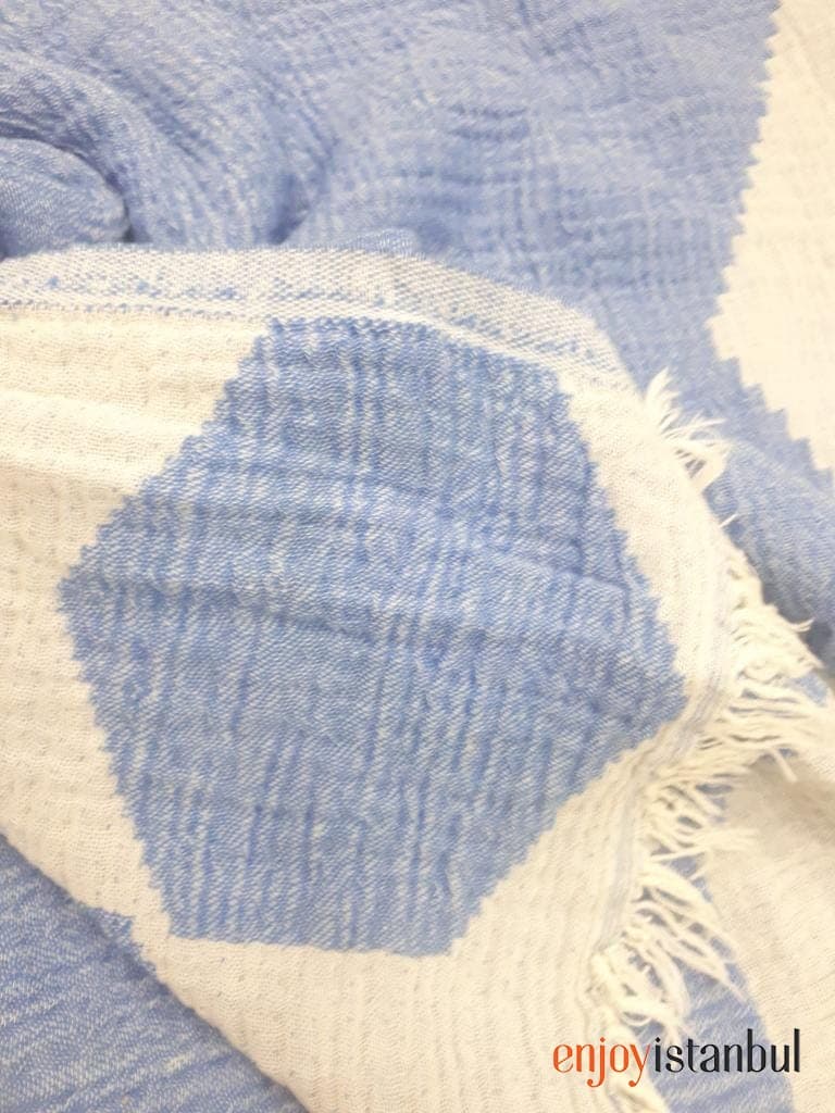 Nature-Inspired Design Blue and White Bath Towel