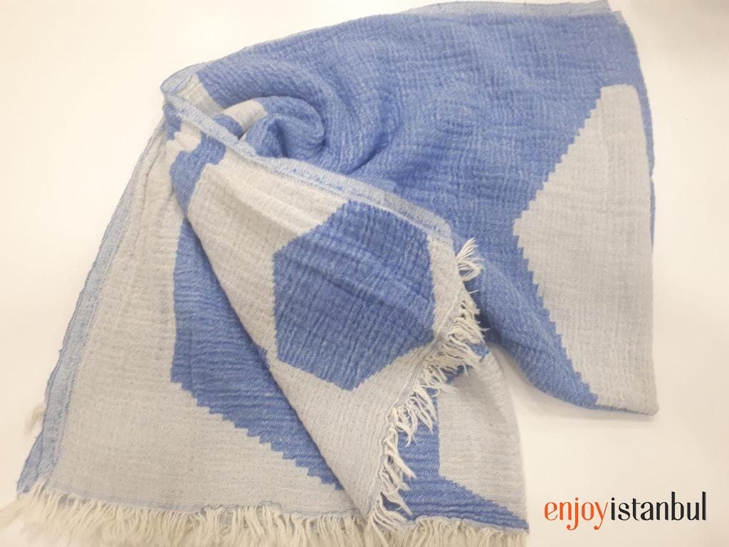 Nature-Inspired Design Blue and White Bath Towel