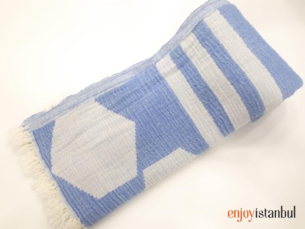 Nature-Inspired Design Blue and White Bath Towel