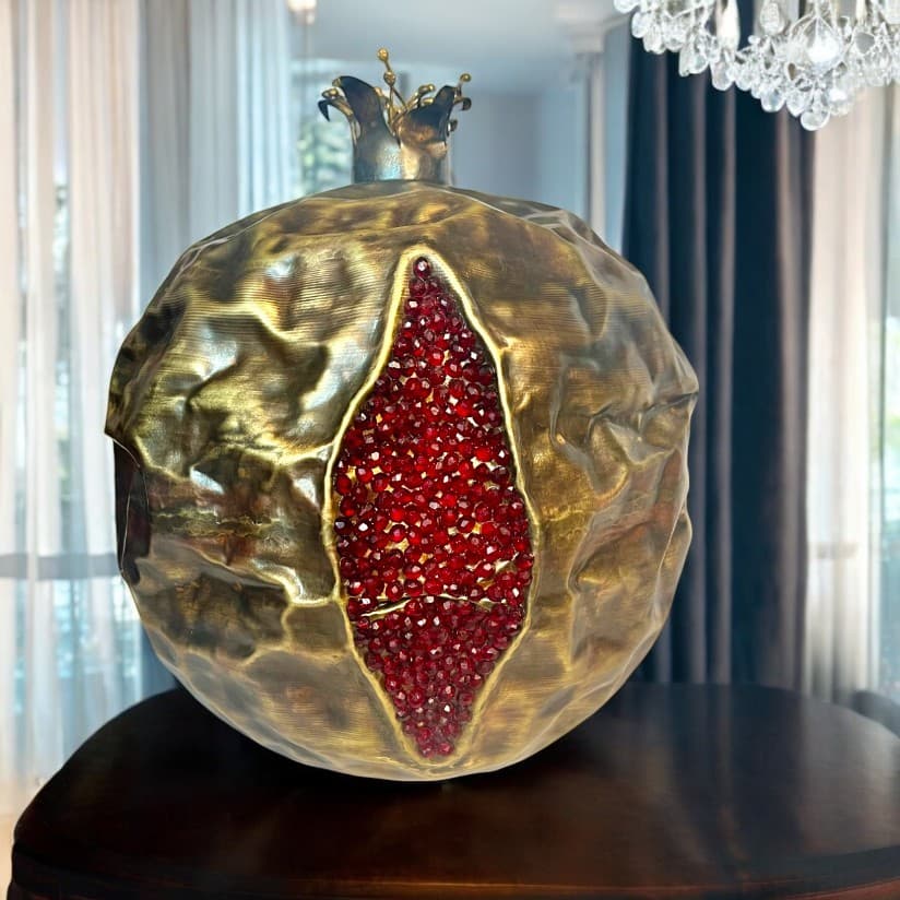 Handcrafted Copper and Brass Pomegranate Sculpture – Symbol of Prosperity and Elegance