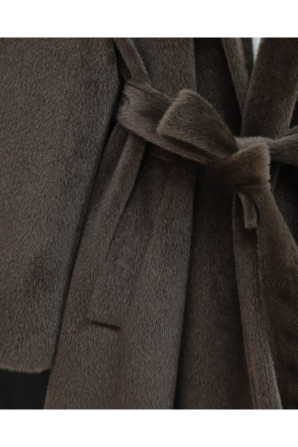 Tied Waist Lined Pocket Bearded Coat