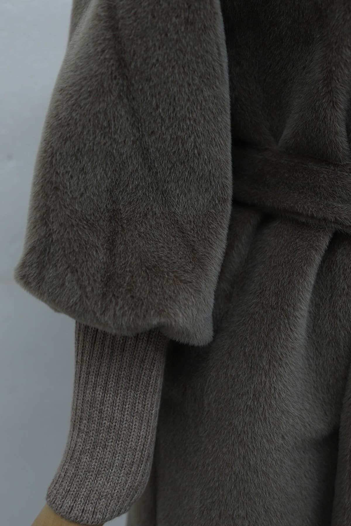 Shawl Collar Lined Cashmere Coat with Ribbed Sleeves