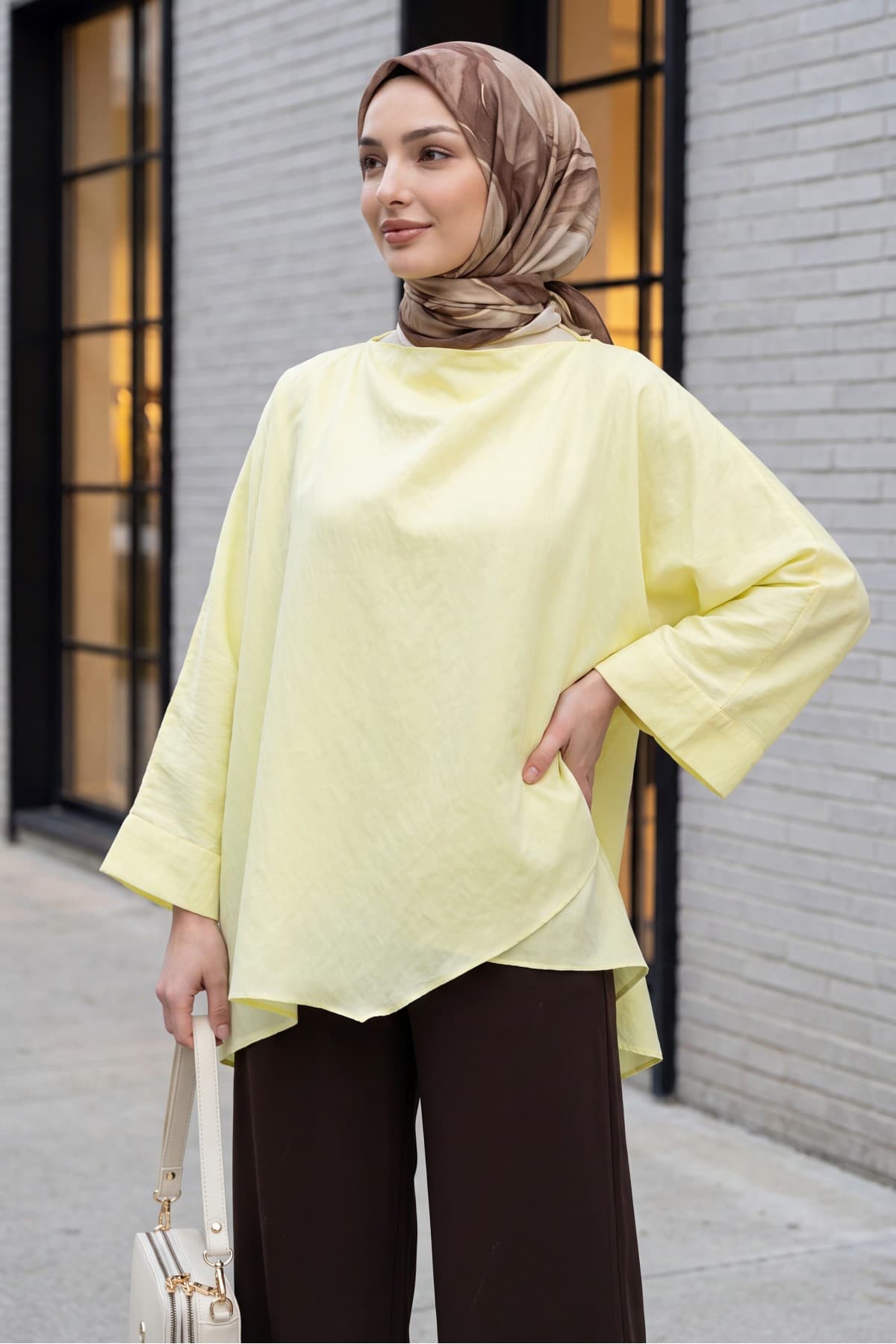 Button-Shoulder Batwing Sleeve Modal Kimono Poncho