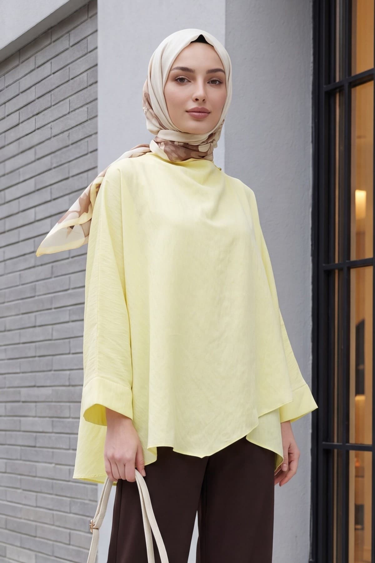 Button-Shoulder Batwing Sleeve Modal Kimono Poncho