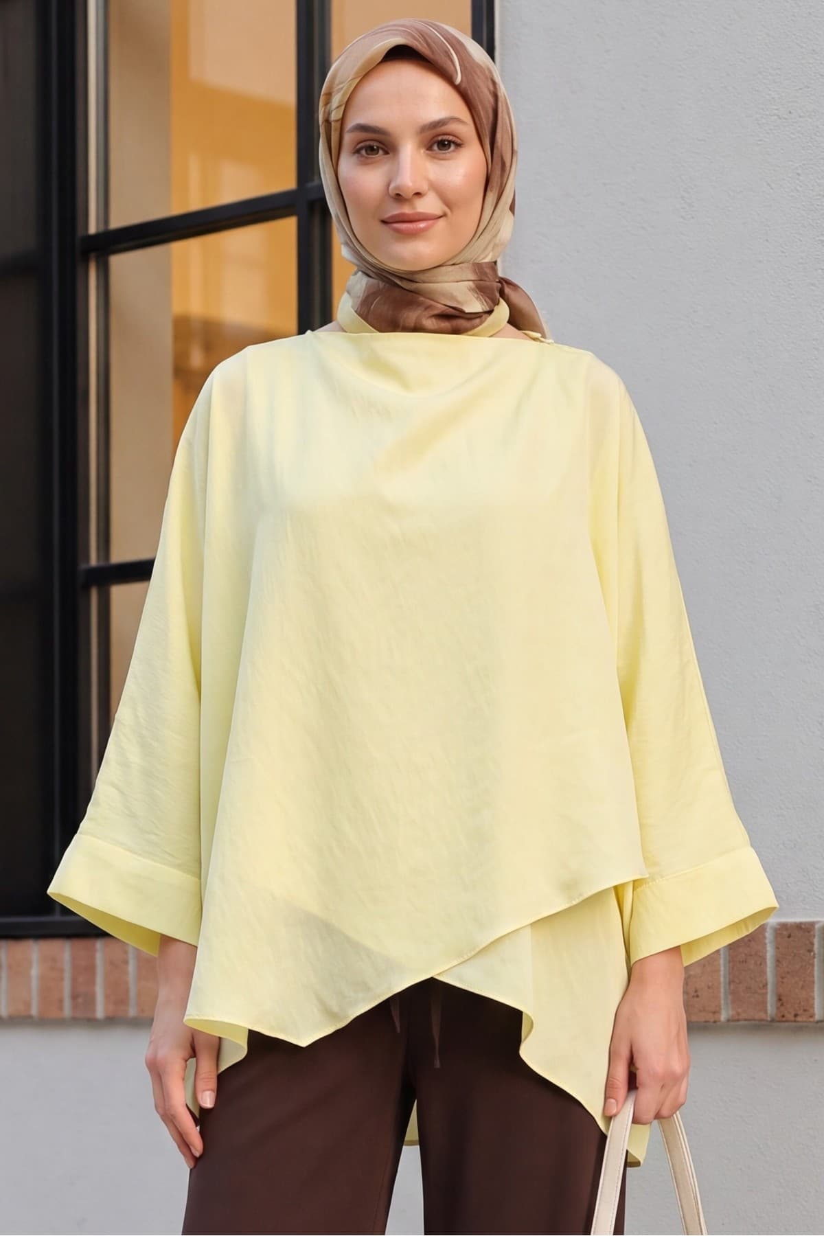 Button-Shoulder Batwing Sleeve Modal Kimono Poncho