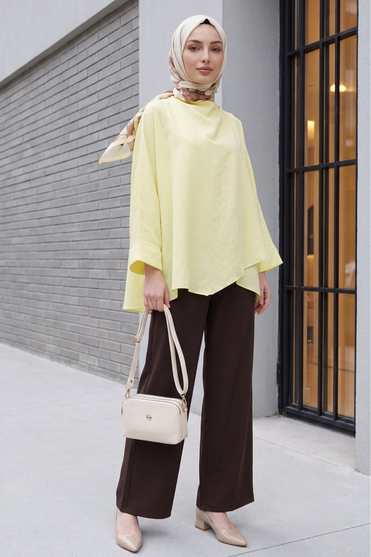Button-Shoulder Batwing Sleeve Modal Kimono Poncho