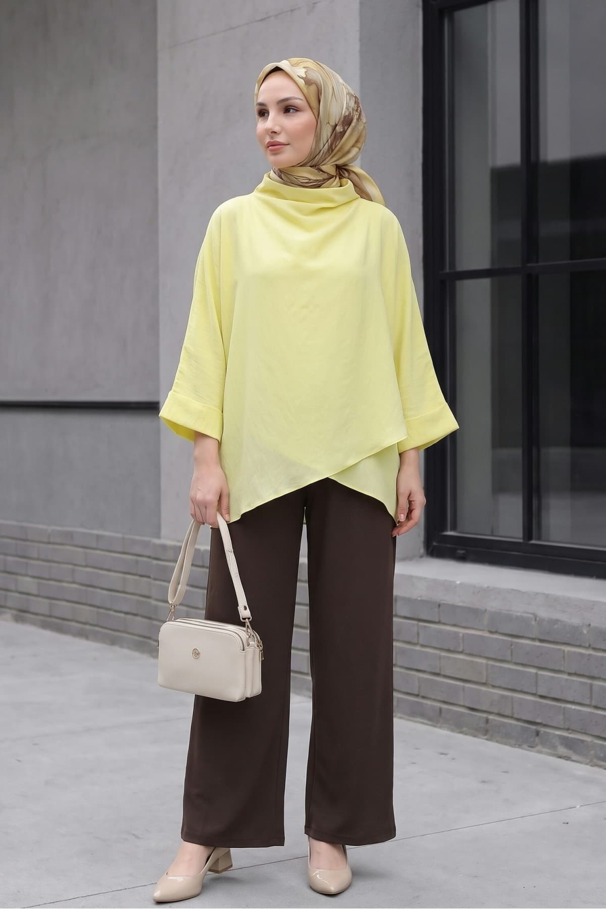 Button-Shoulder Batwing Sleeve Modal Kimono Poncho