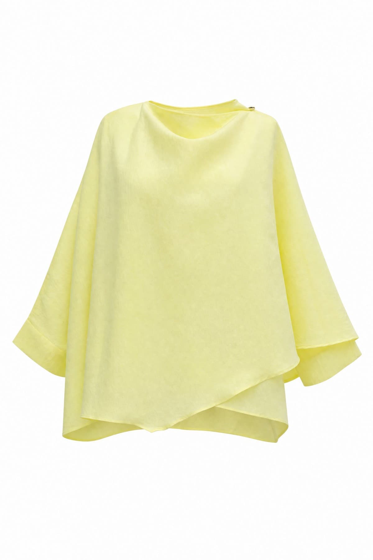 Button-Shoulder Batwing Sleeve Modal Kimono Poncho