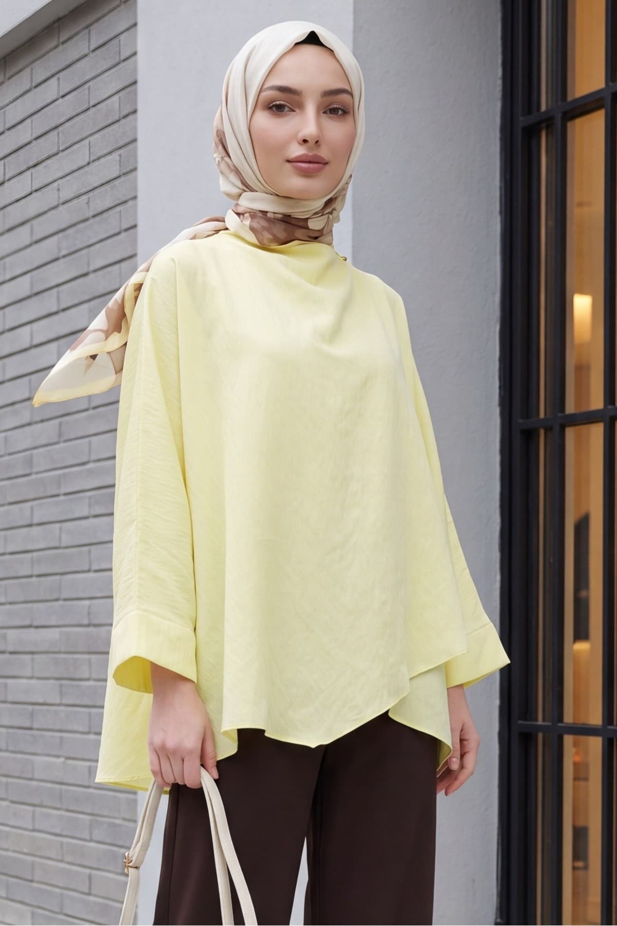 Button-Shoulder Batwing Sleeve Modal Kimono Poncho