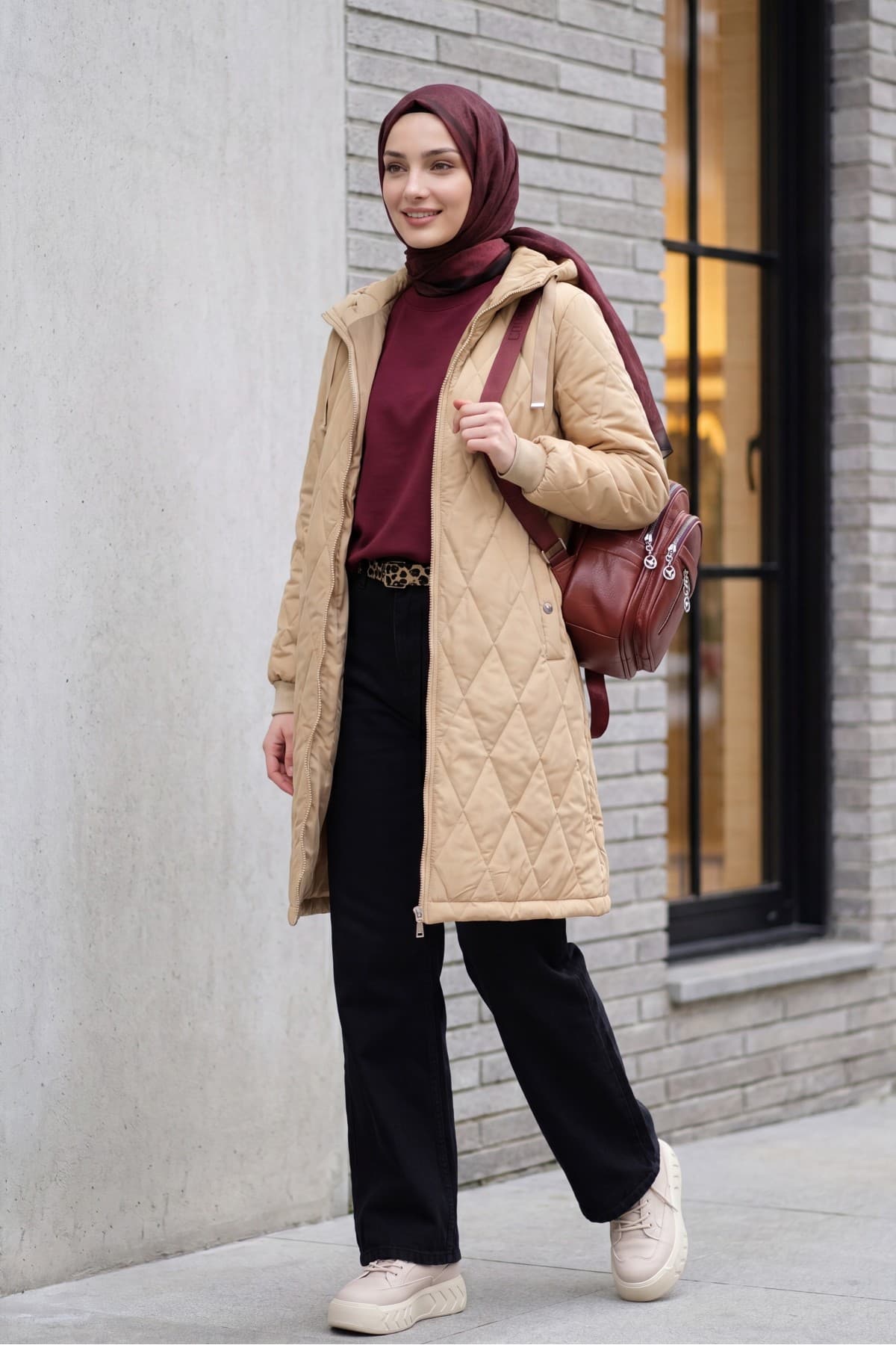 Hooded Pocket Zippered Lined Quilted Coat
