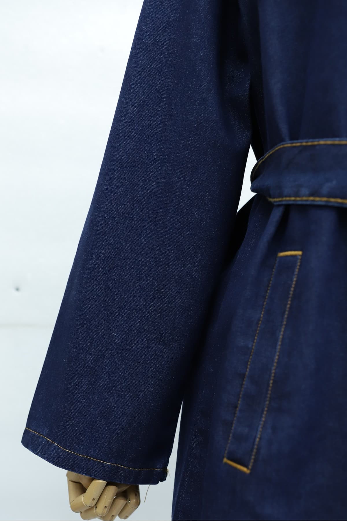 Denim Set with Button-Front, Pocketed, Belted Top and Trousers