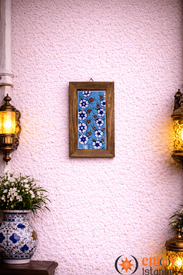 Tree of Life Decorated Decorative Tile Framed Painting 18x28 Cm