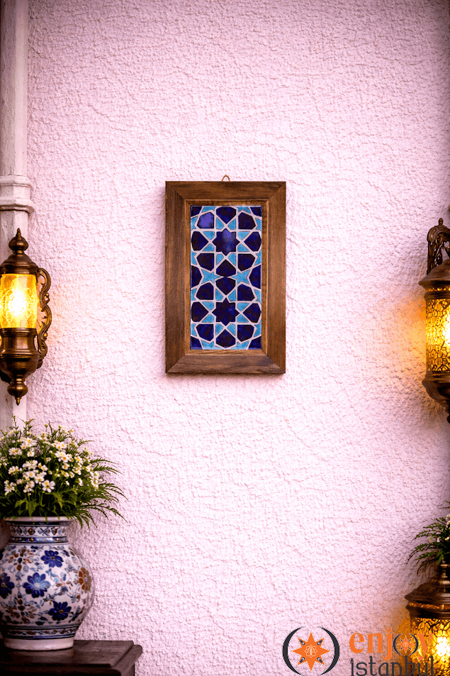 Seljuk Star Decorated Decorative Tile Framed Painting 18x28 Cm