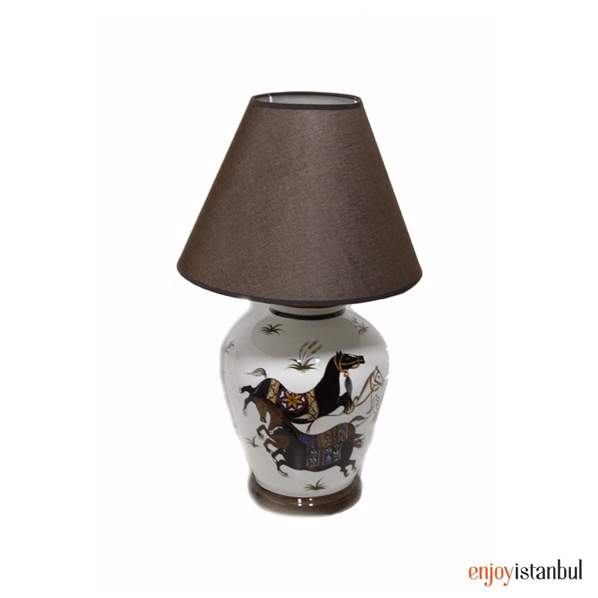 Miniature Horsemen Decorated Decorative Table Top Tile Lampshade Lighting 24x60 Cm