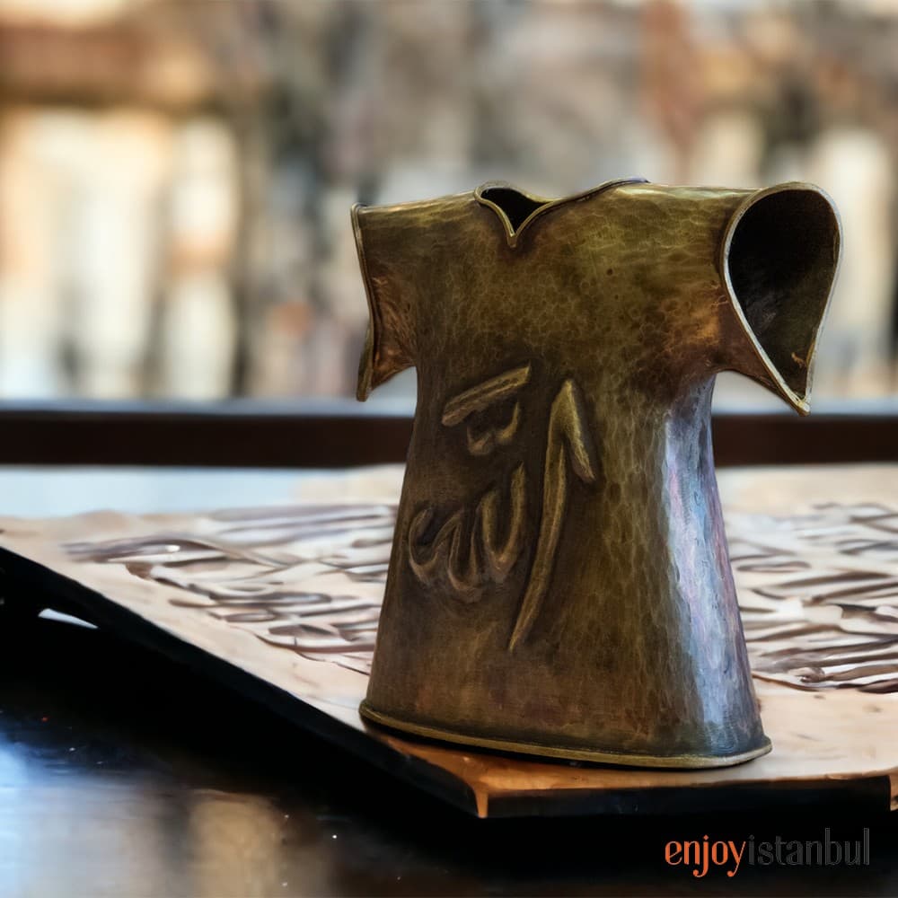 Divine Calligraphy Caftan: Artisanal Brass Handcrafted Elegance
