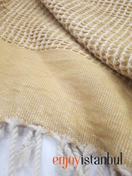Waffle Design Dark Beige Peshtemal Towel: Natural and Stylish